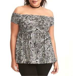 TORRID Plus 1X 14 16 Off‎ Shoulder Babydoll Top Shirt